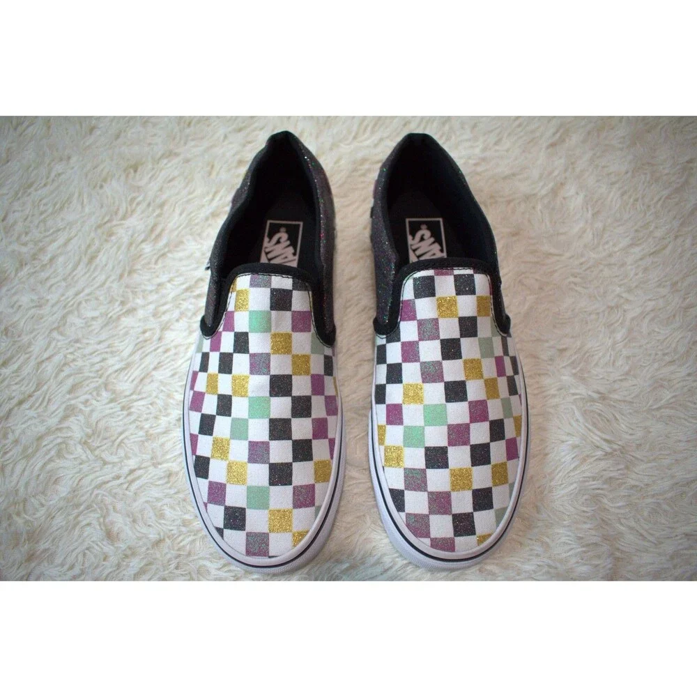 Vans Glitter Checkerboard Slip-On (Special Edition) (VVN0A4UHZ3V6) Women's Sz 9